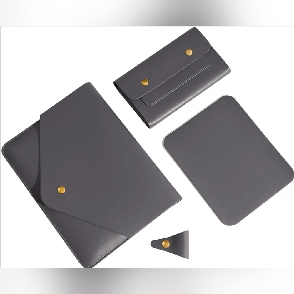 Benfan Tablet/Laptop Sleeve Gray With Charger Pouch+ Cord Organizer+Mouse Pad